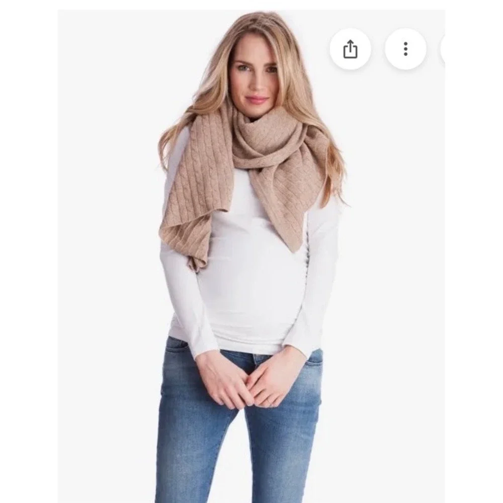 Seraphine Luxury Lambswool Cashmere Viscose Cable Knit Nursing Shawl Scarf EUC
